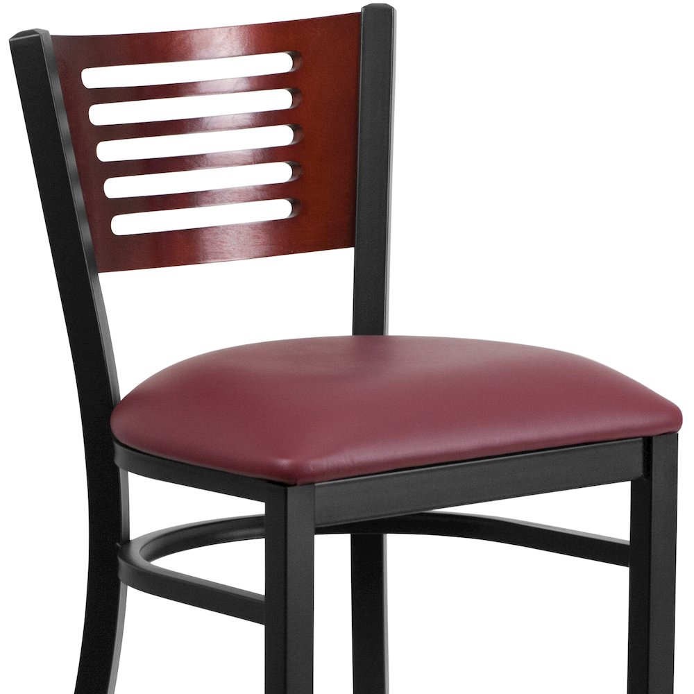 Back Metal Restaurant Barstool – Mahogany Wood Back