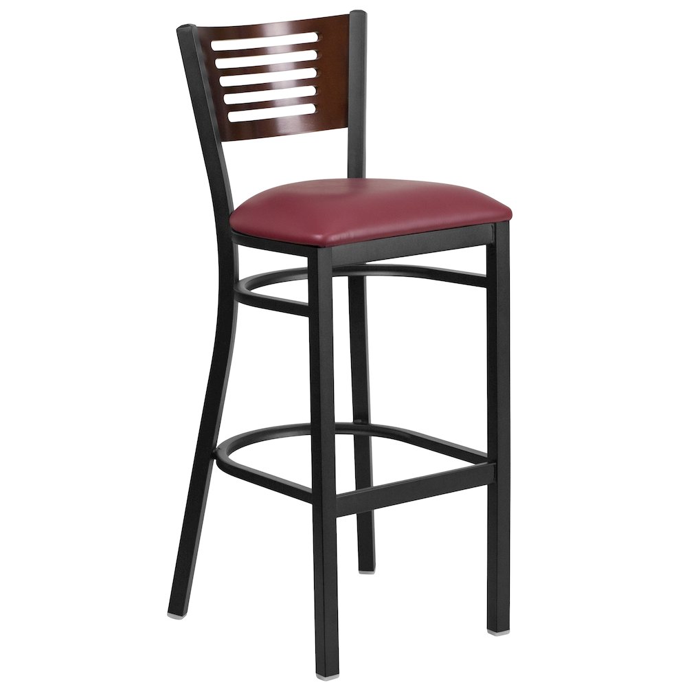 Back Metal Restaurant Barstool – Walnut Wood Back