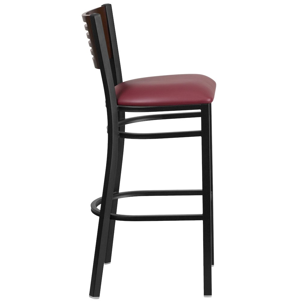 Back Metal Restaurant Barstool – Walnut Wood Back