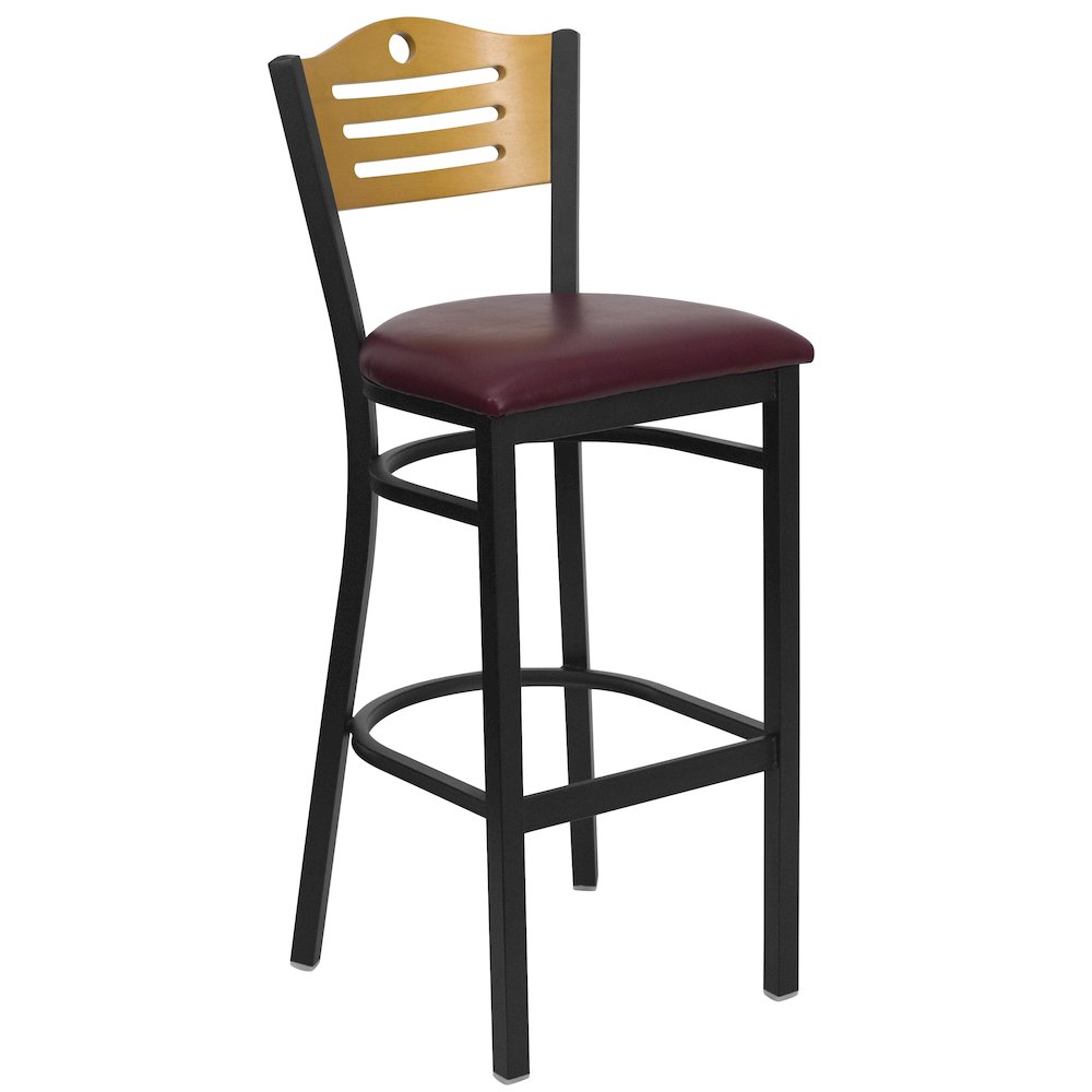 Back Metal Restaurant Barstool – Natural Wood Back