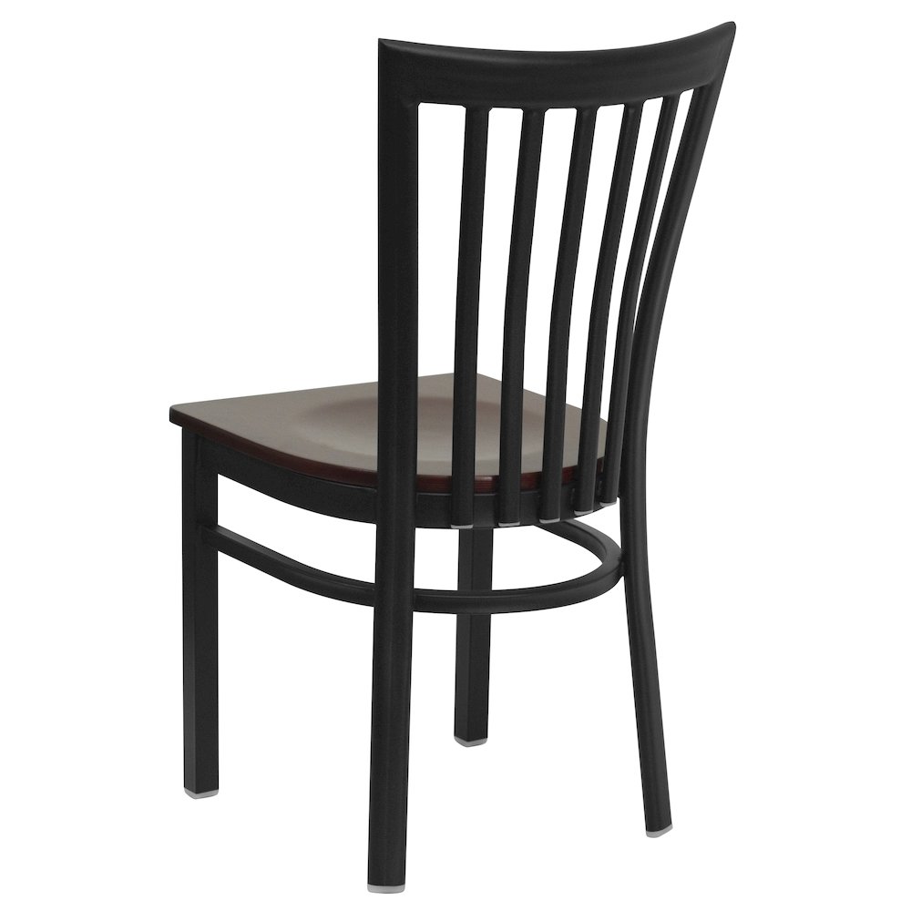 Black School House Back Metal Restaurant Chair – Mahogany Wood Seat