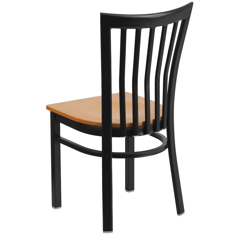Black School House Back Metal Restaurant Chair – Natural Wood Seat