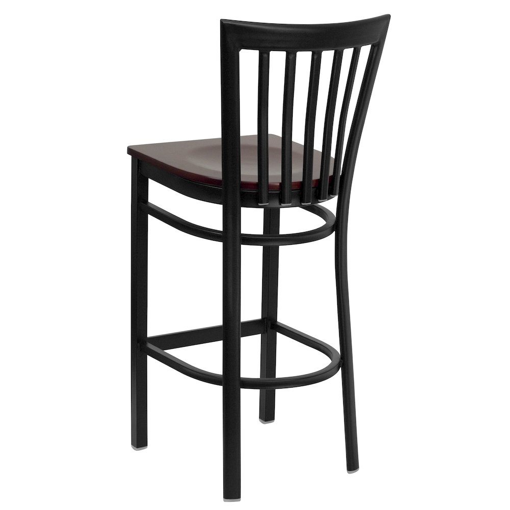 Black School House Back Metal Restaurant Barstool – Mahogany Wood Seat