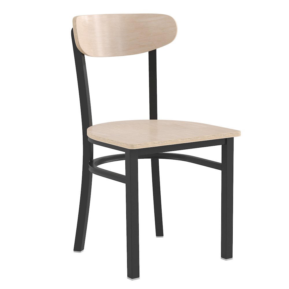 Commercial Grade Dining Chair with Solid Wood Back and Seat Natural Birch Finish Wooden Seat and Back