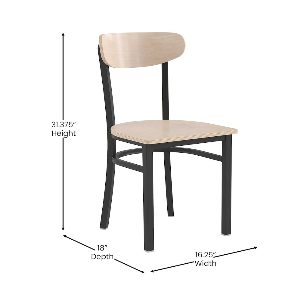 Commercial Grade Dining Chair with Solid Wood Back and Seat Natural Birch Finish Wooden Seat and Back