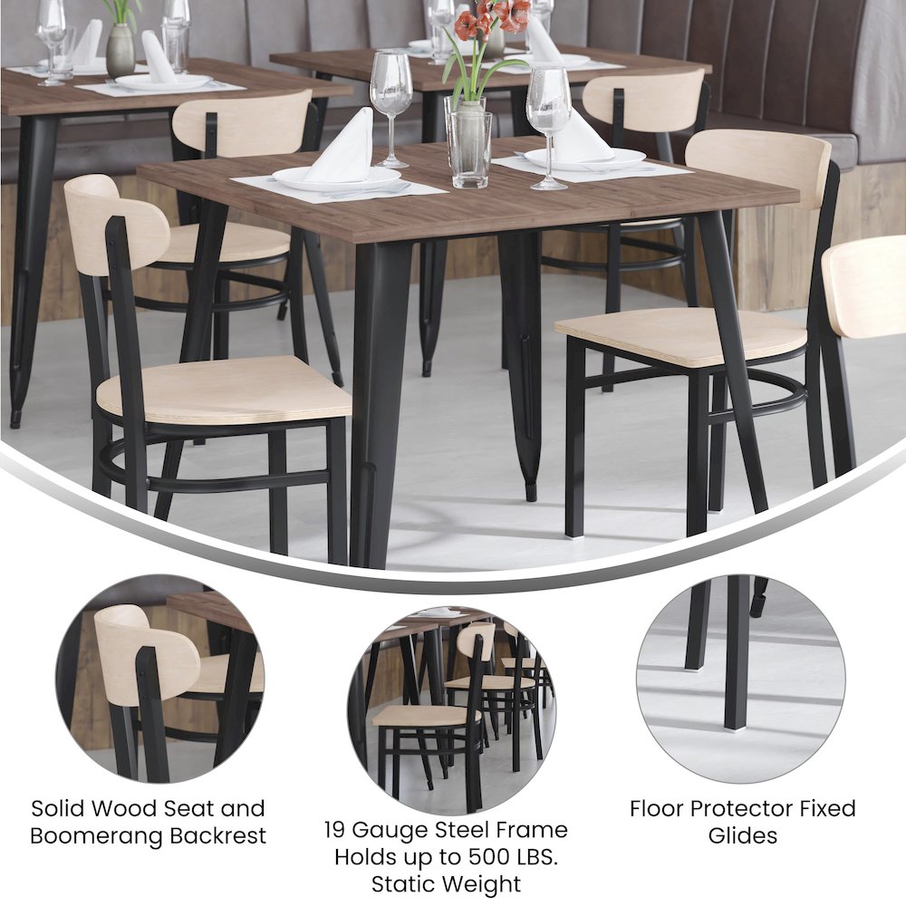 Commercial Grade Dining Chair with Solid Wood Back and Seat Natural Birch Finish Wooden Seat and Back