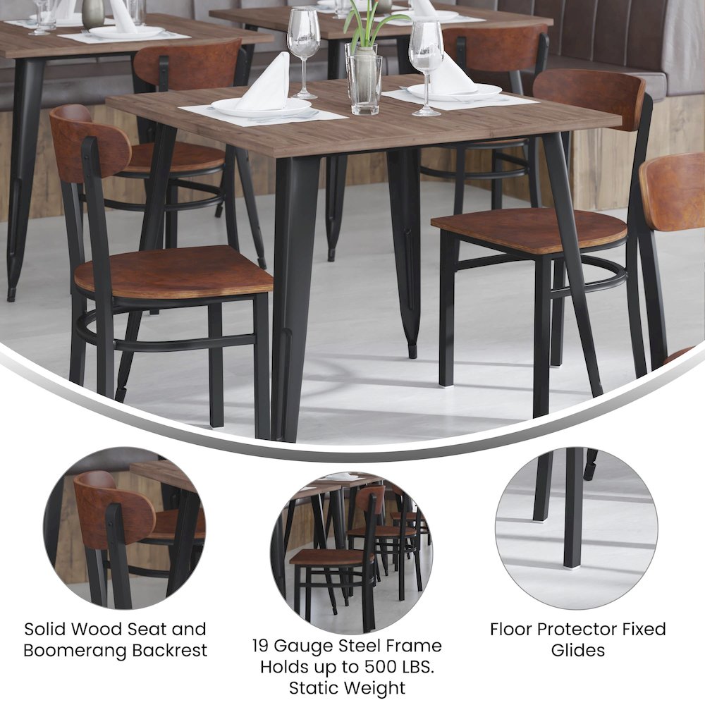 Commercial Grade Dining Chair with Solid Wood Back and Seat
