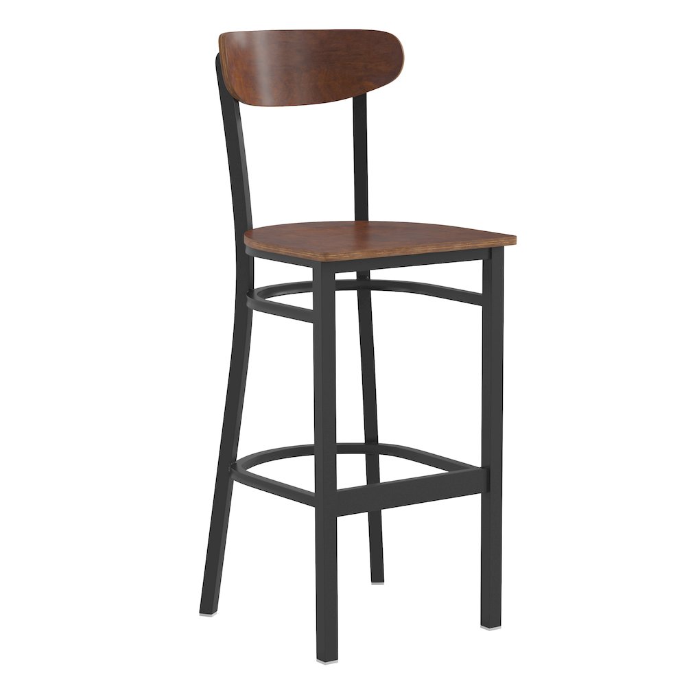 Commercial Grade Bar Stool with Solid Wood Back and Seat