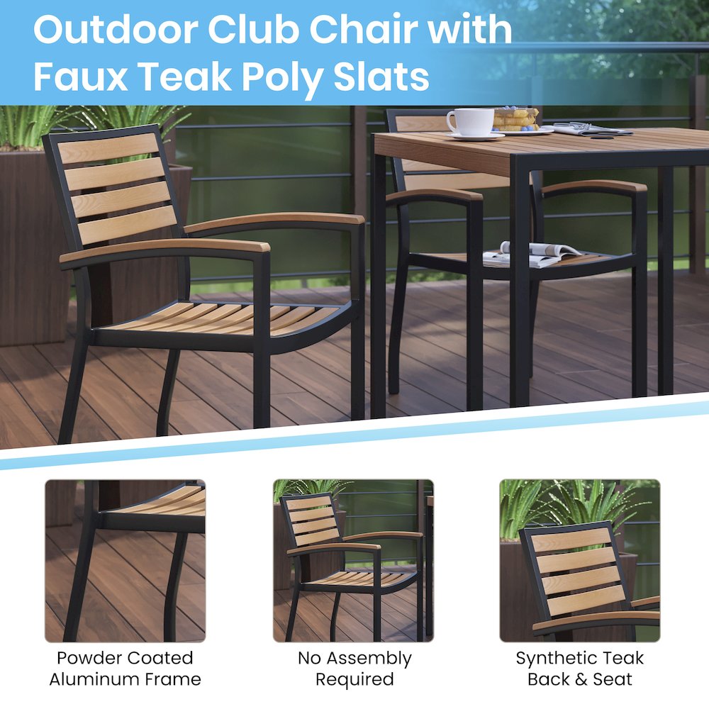 3 Piece Dining Table Set – Poly Slats – 35″ Table – 2 Club Chairs