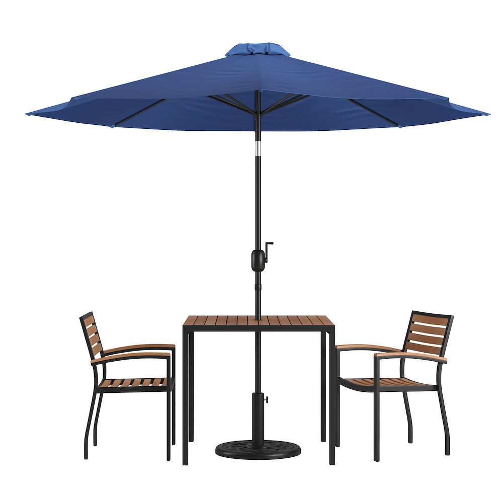 5 Piece Patio Table Set with 2 Stackable Chairs
