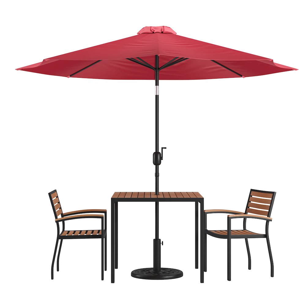 5 Piece Patio Table Set with 2 Stackable Chairs