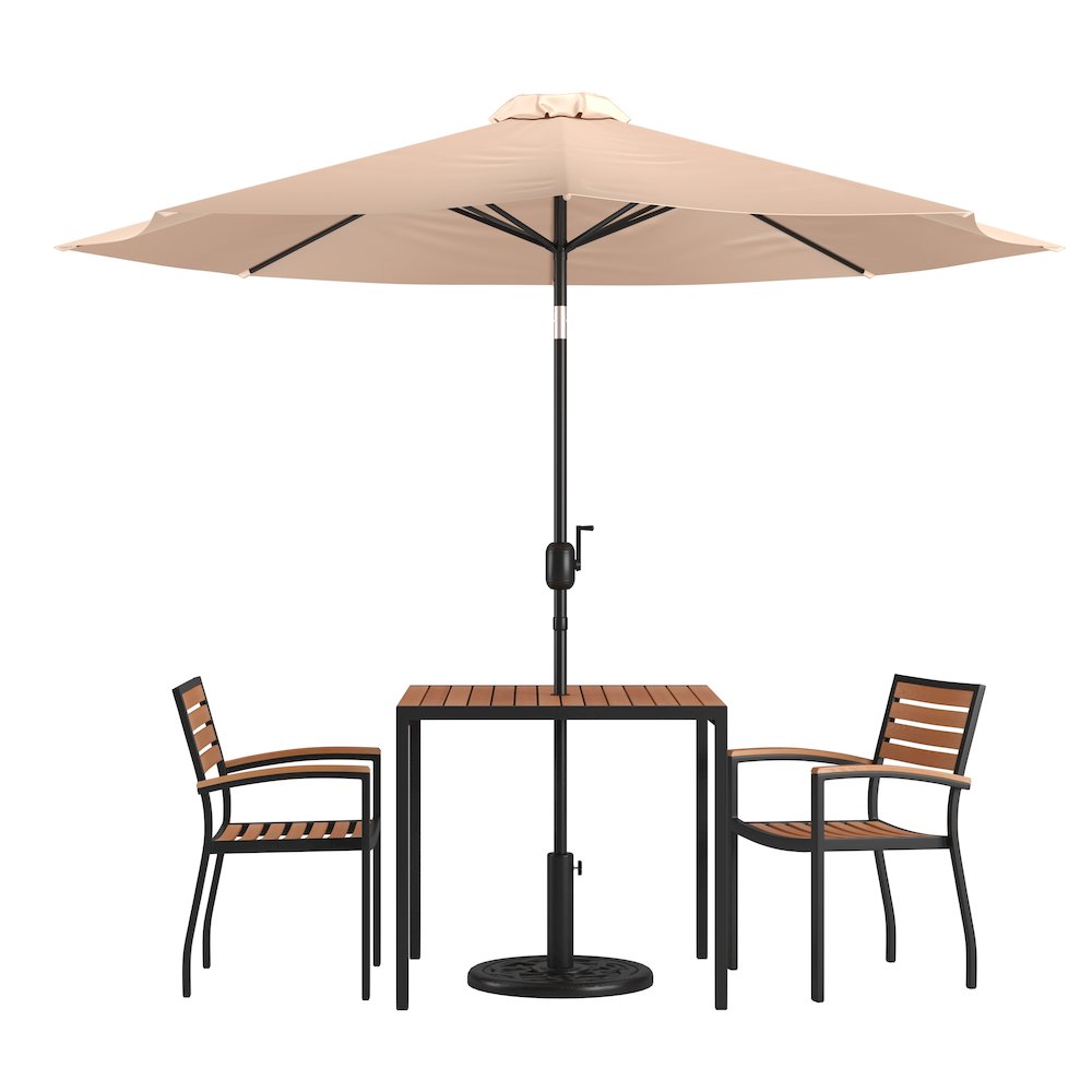 5 Piece Patio Table Set with 2 Stackable Chairs