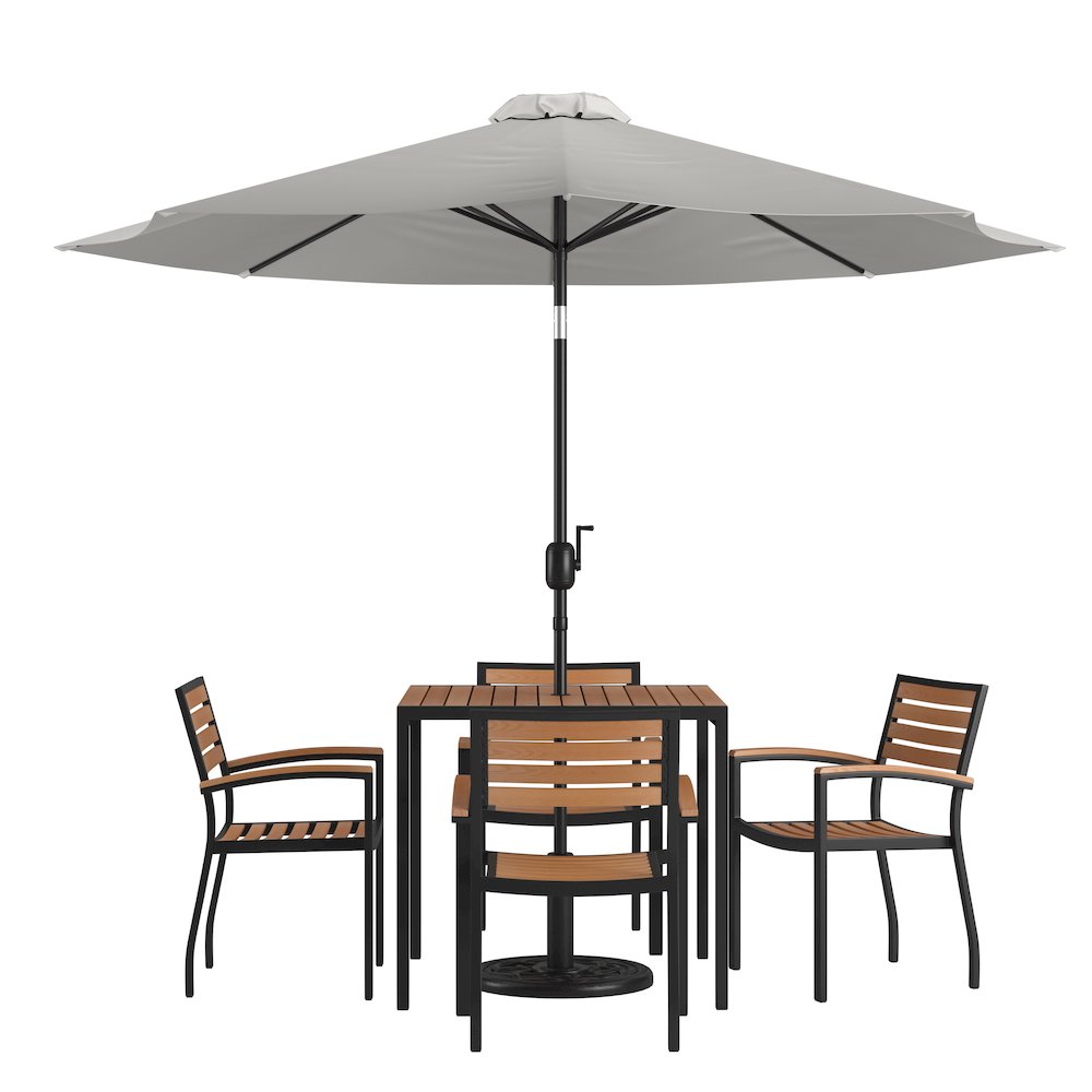 7 Piece Patio Table Set with 4 Stackable Chairs