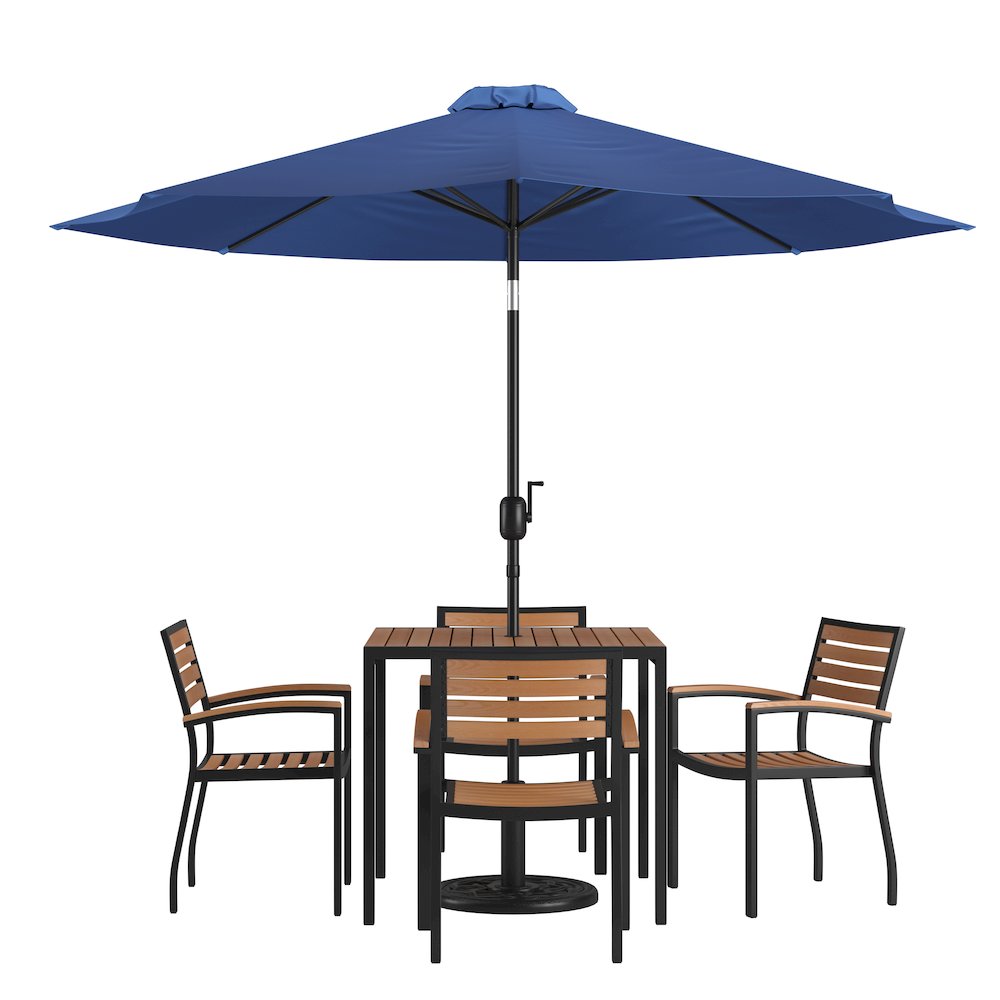 7 Piece Patio Table Set with 4 Stackable Chairs