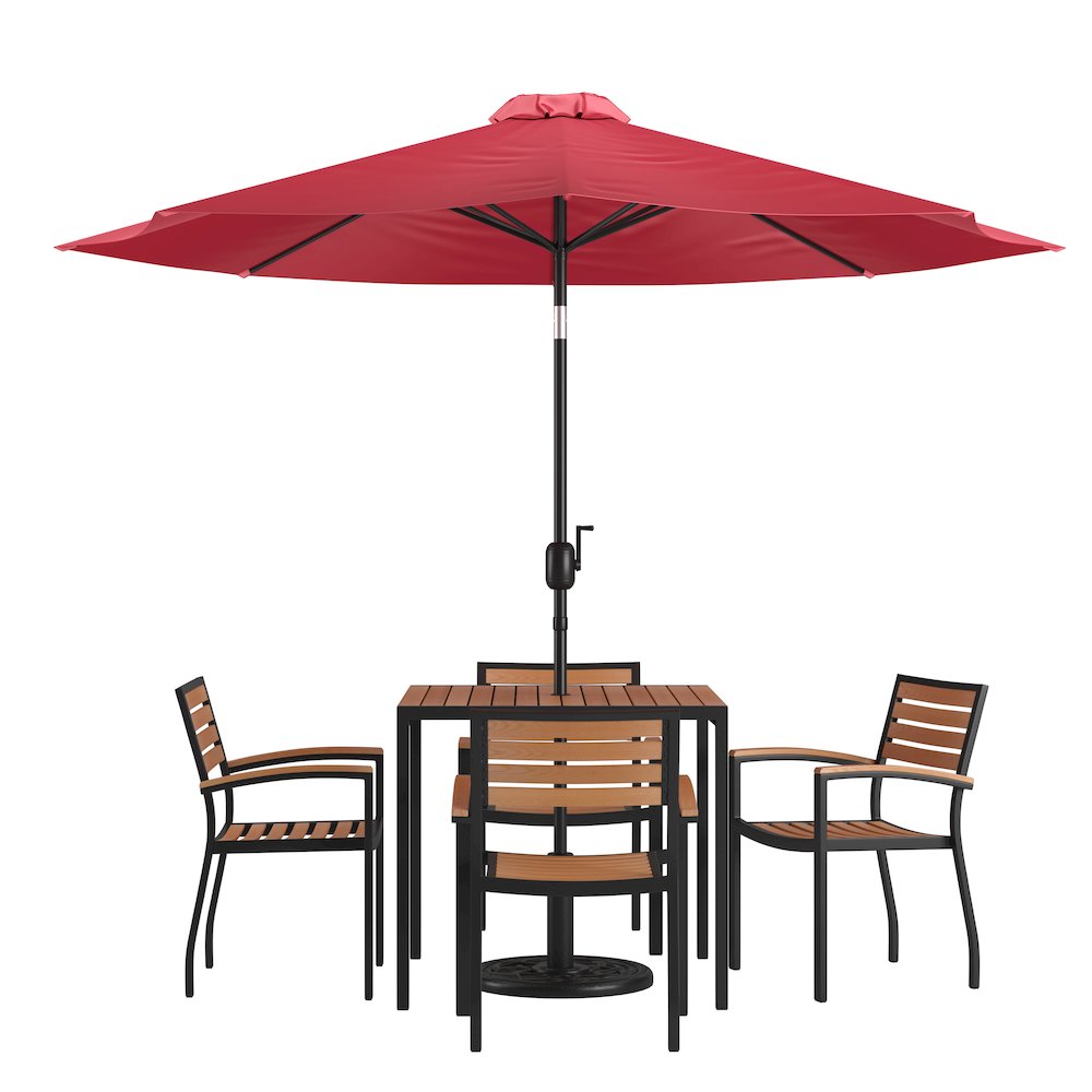 7 Piece Patio Table Set with 4 Stackable Chairs
