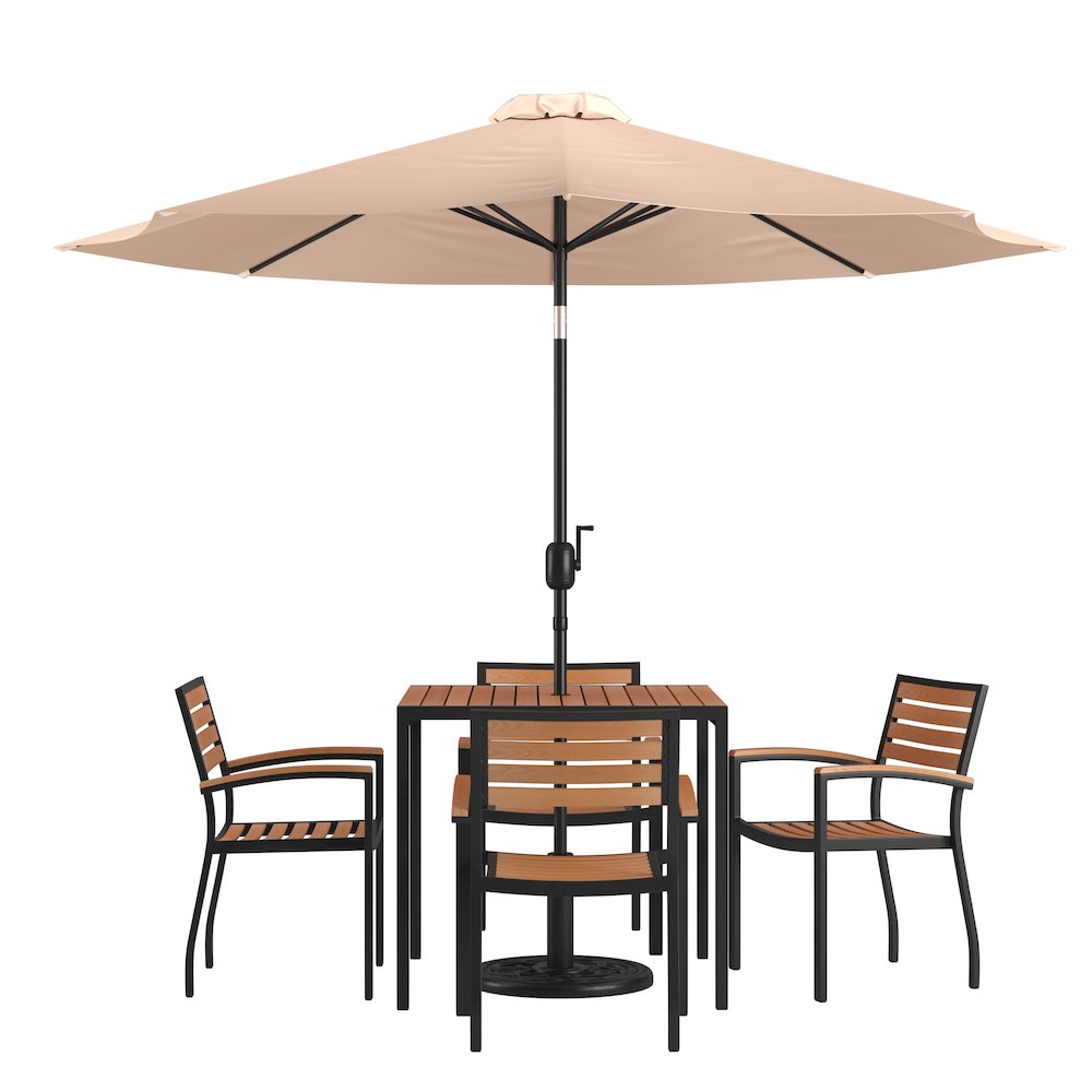 7 Piece Patio Table Set with 4 Stackable Chairs