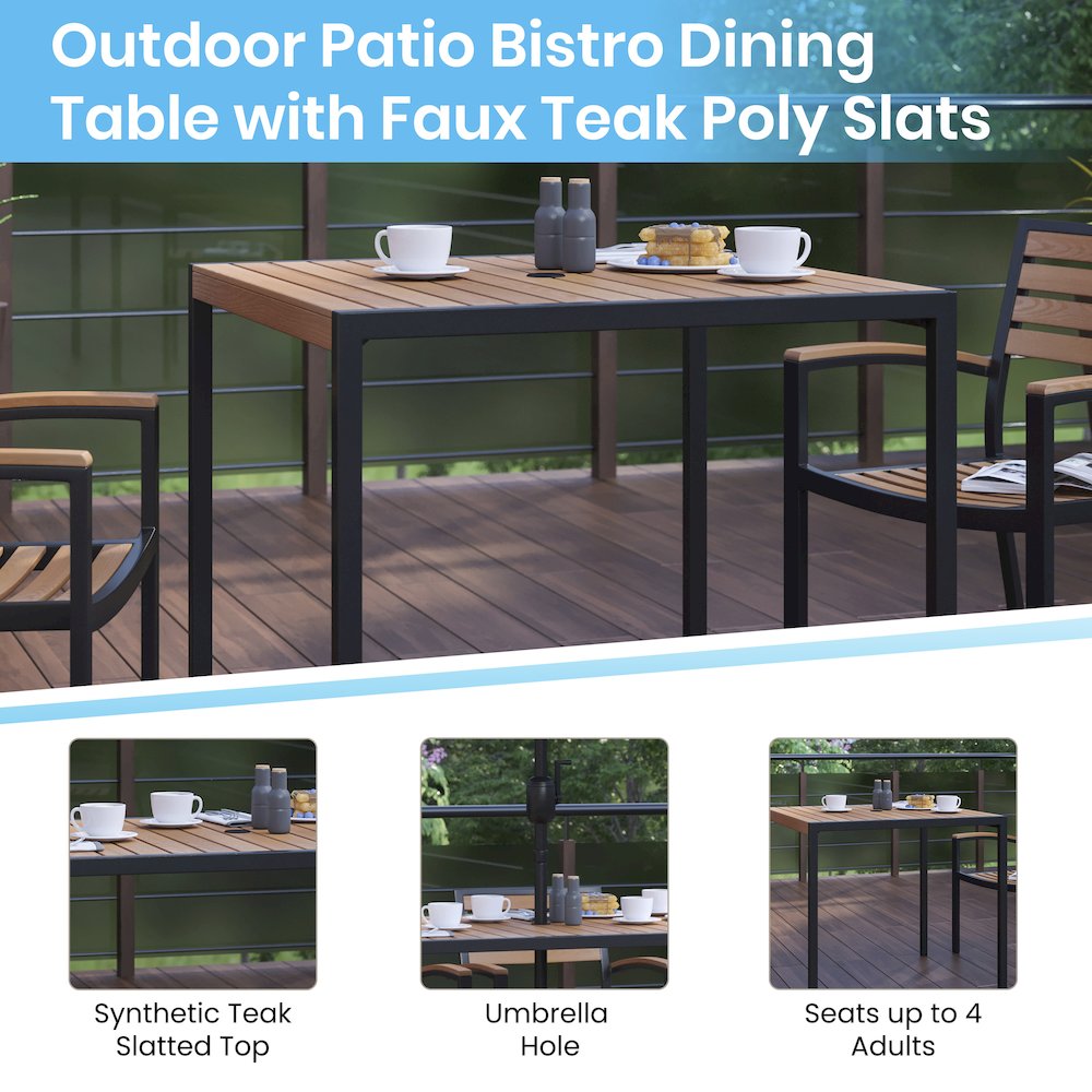 3 Piece Patio Table Set – Poly Slats – 35″ Table with 2 Stackable Chairs