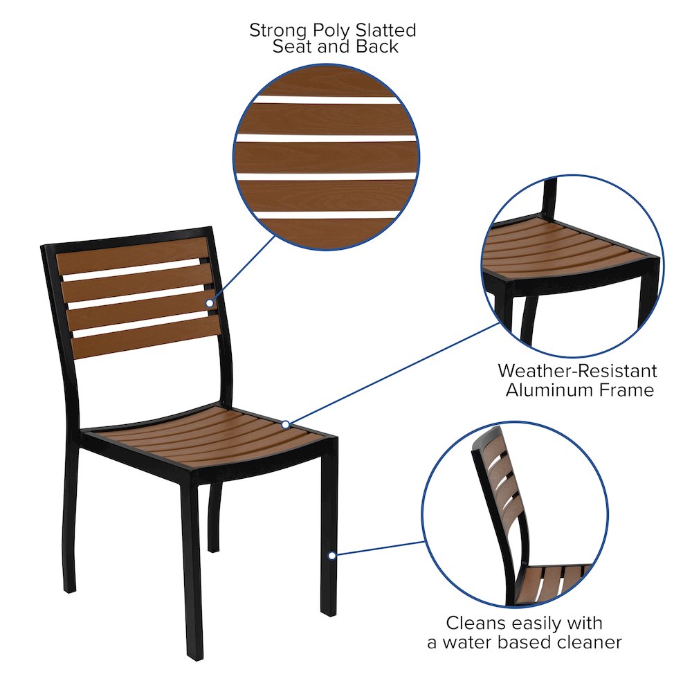 3 Piece Patio Table Set – Poly Slats – 35″ Table with 2 Stackable Chairs
