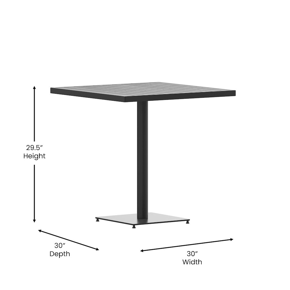 Patio Bistro Dining Table with Faux Gray Wash Teak Poly Slats