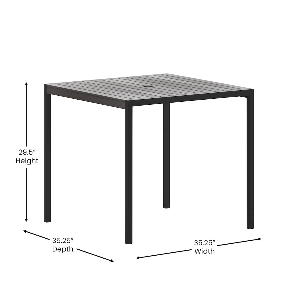 Outdoor Patio Dining Table with Umbrella Holder Hole