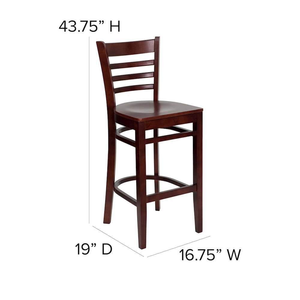 Ladder Back Mahogany Wood Restaurant Barstool