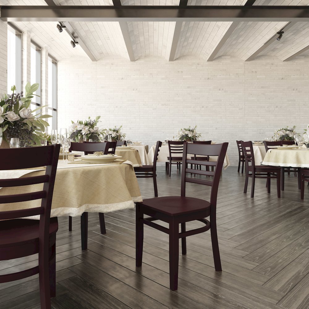 Ladder Back Mahogany Wood Restaurant Chair