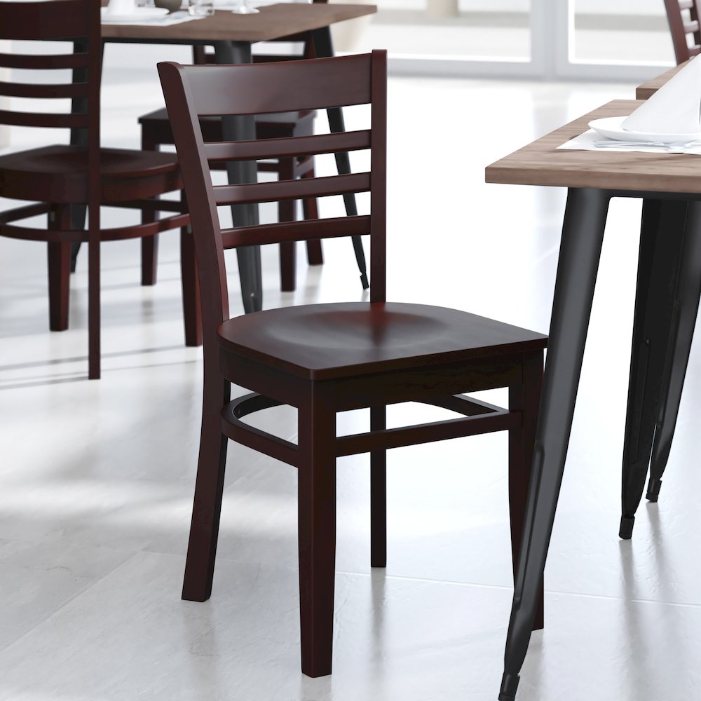 Ladder Back Mahogany Wood Restaurant Chair