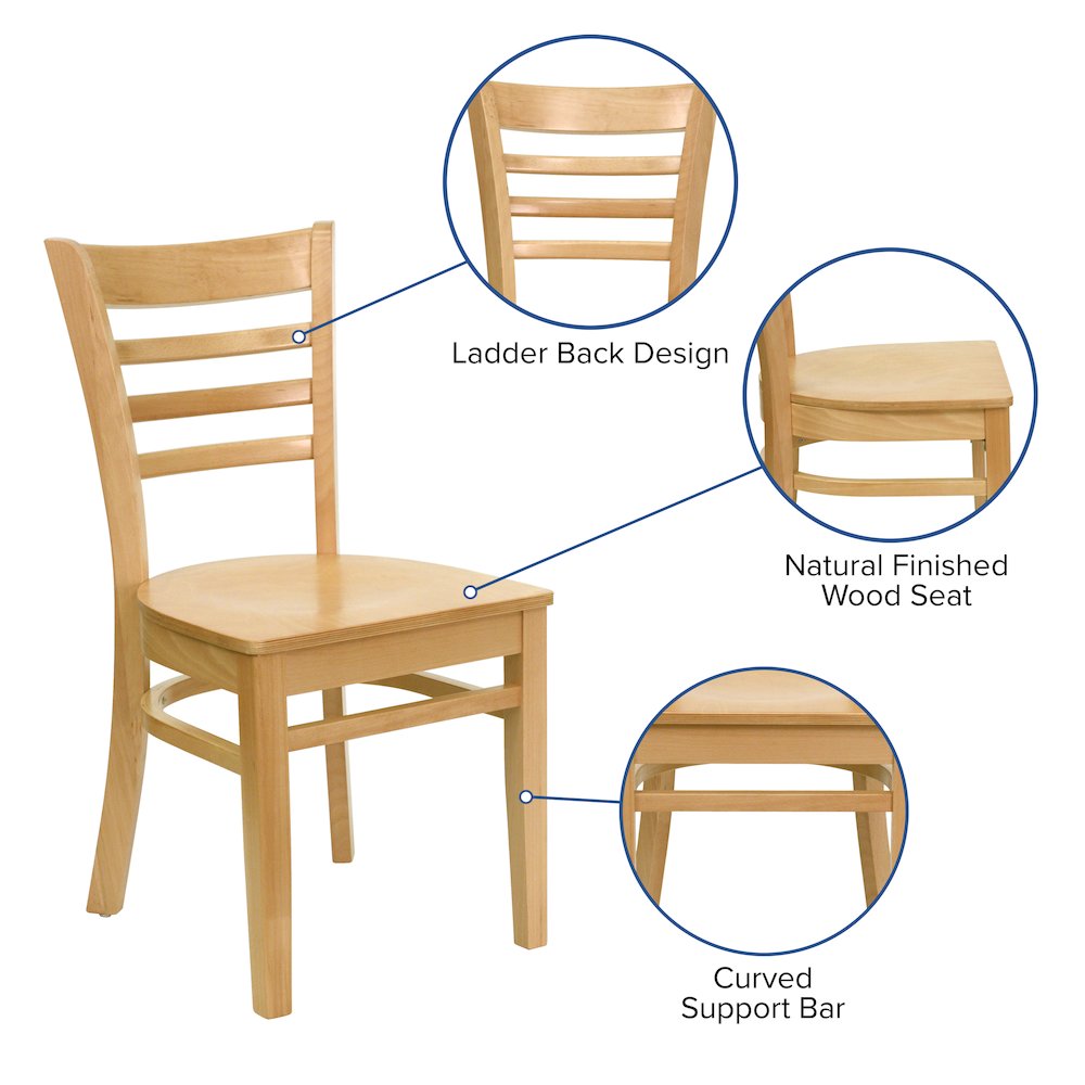 Ladder Back Natural Wood Restaurant Chair