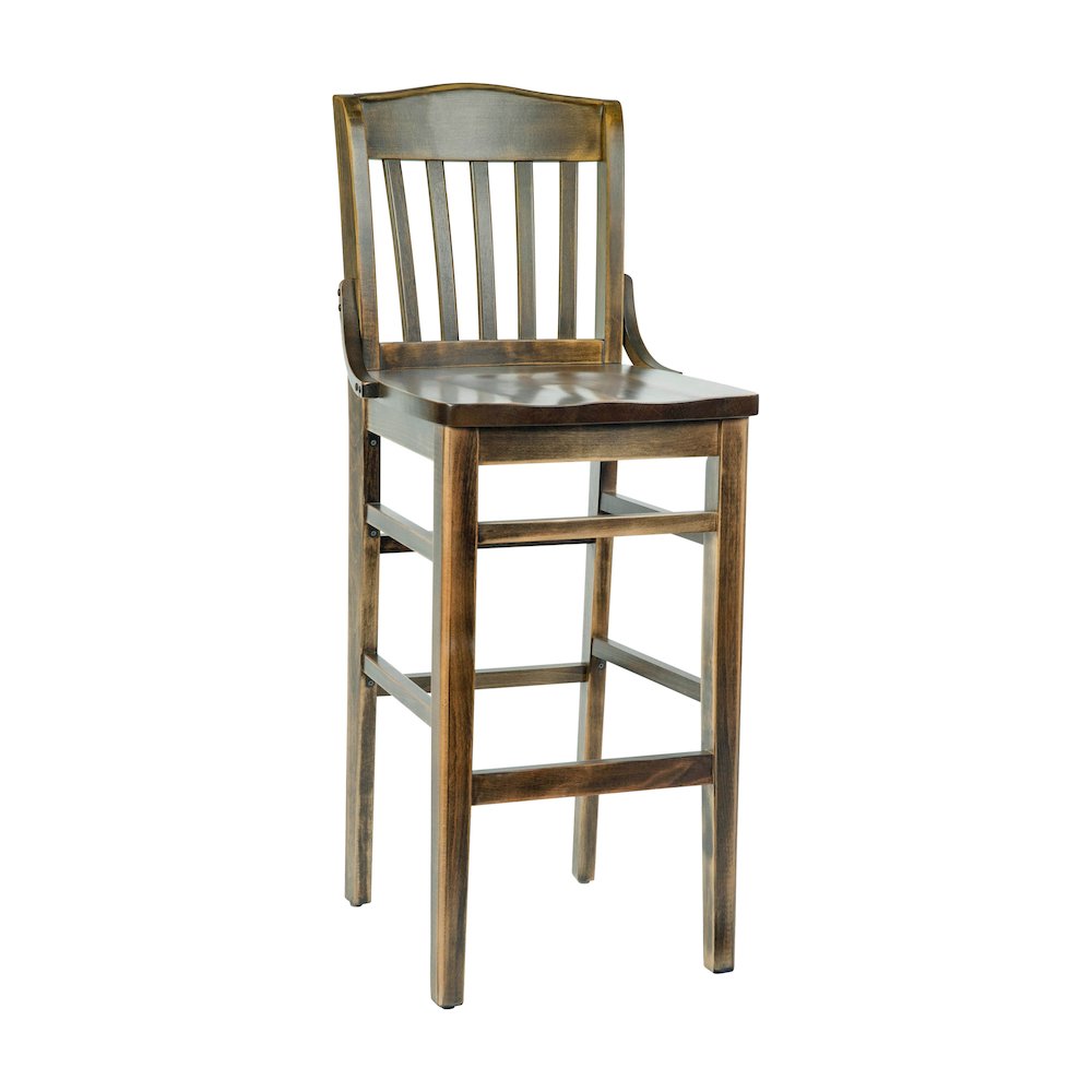HERCULES School House Back Antique Copper Wood Restaurant Barstool