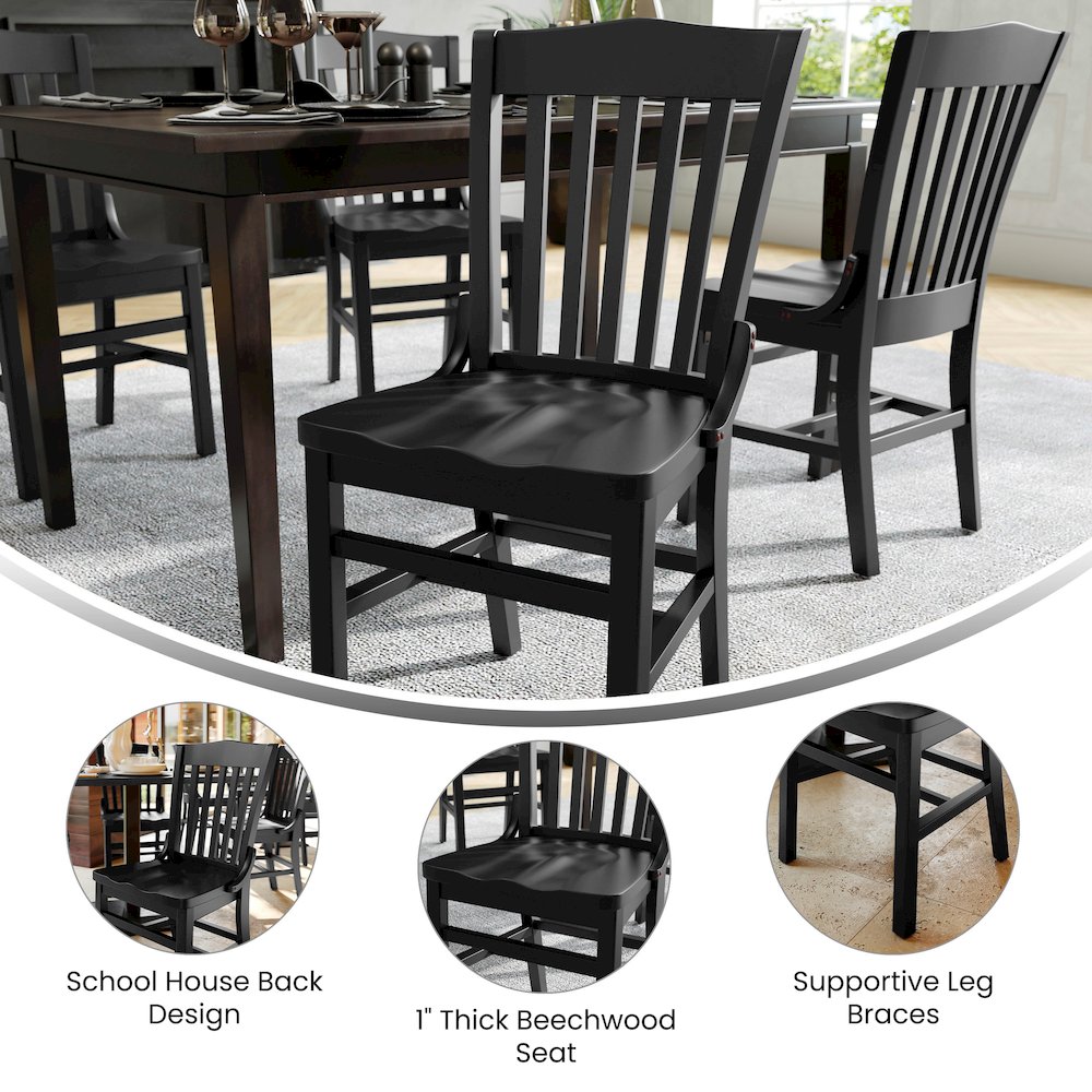 HERCULES School House Back Black Wood Restaurant Chair