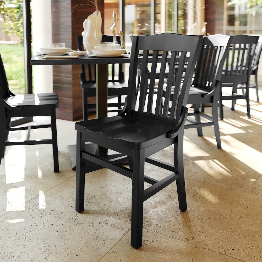 HERCULES School House Back Black Wood Restaurant Chair
