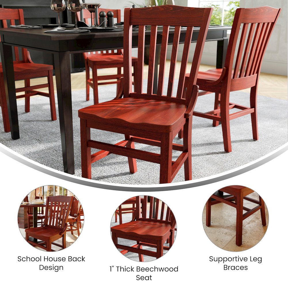 School House Back Mahogany Wood Restaurant Chair