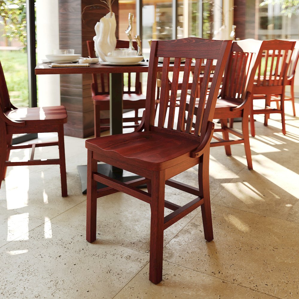 School House Back Mahogany Wood Restaurant Chair