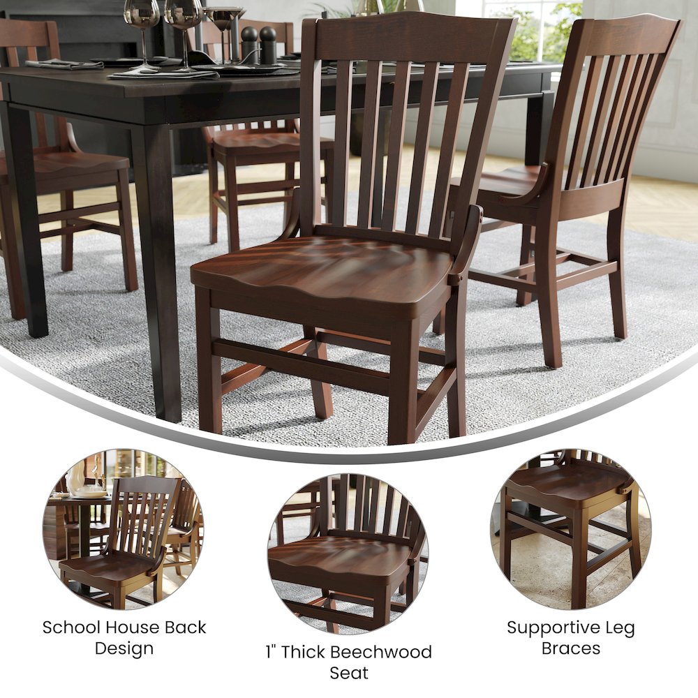 School House Back Walnut Wood Restaurant Chair