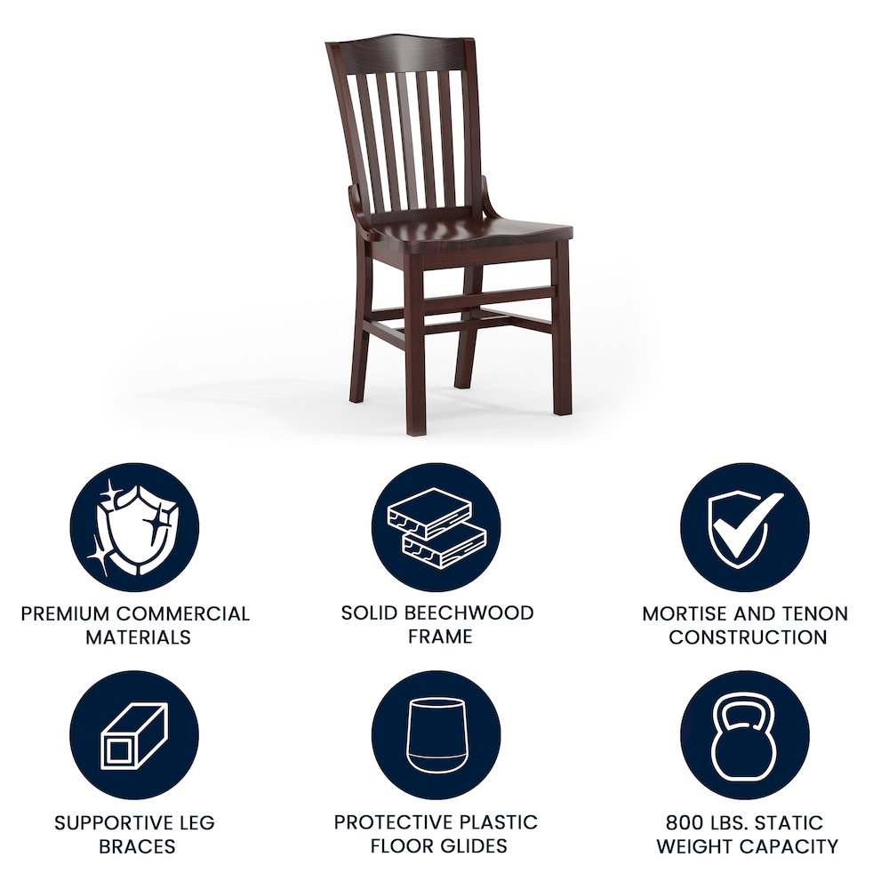 School House Back Walnut Wood Restaurant Chair