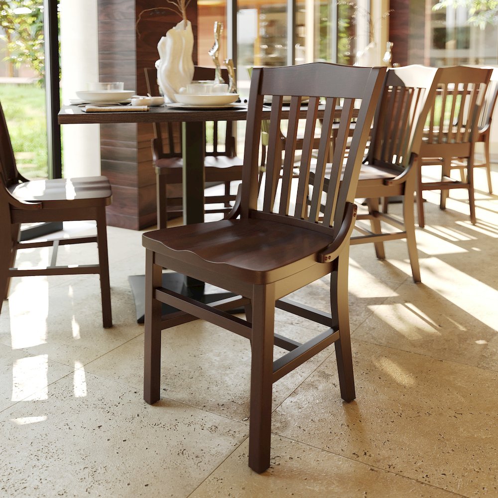 School House Back Walnut Wood Restaurant Chair