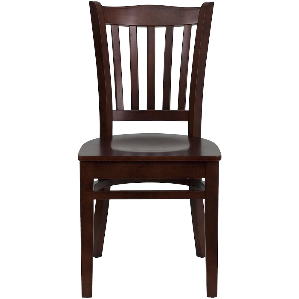 Vertical Slat Back Mahogany Wood Restaurant Chair