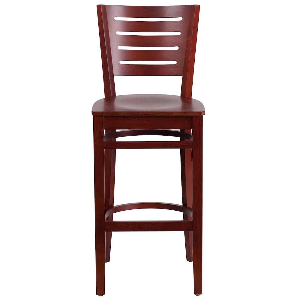 Slat Back Mahogany Wood Restaurant Barstool