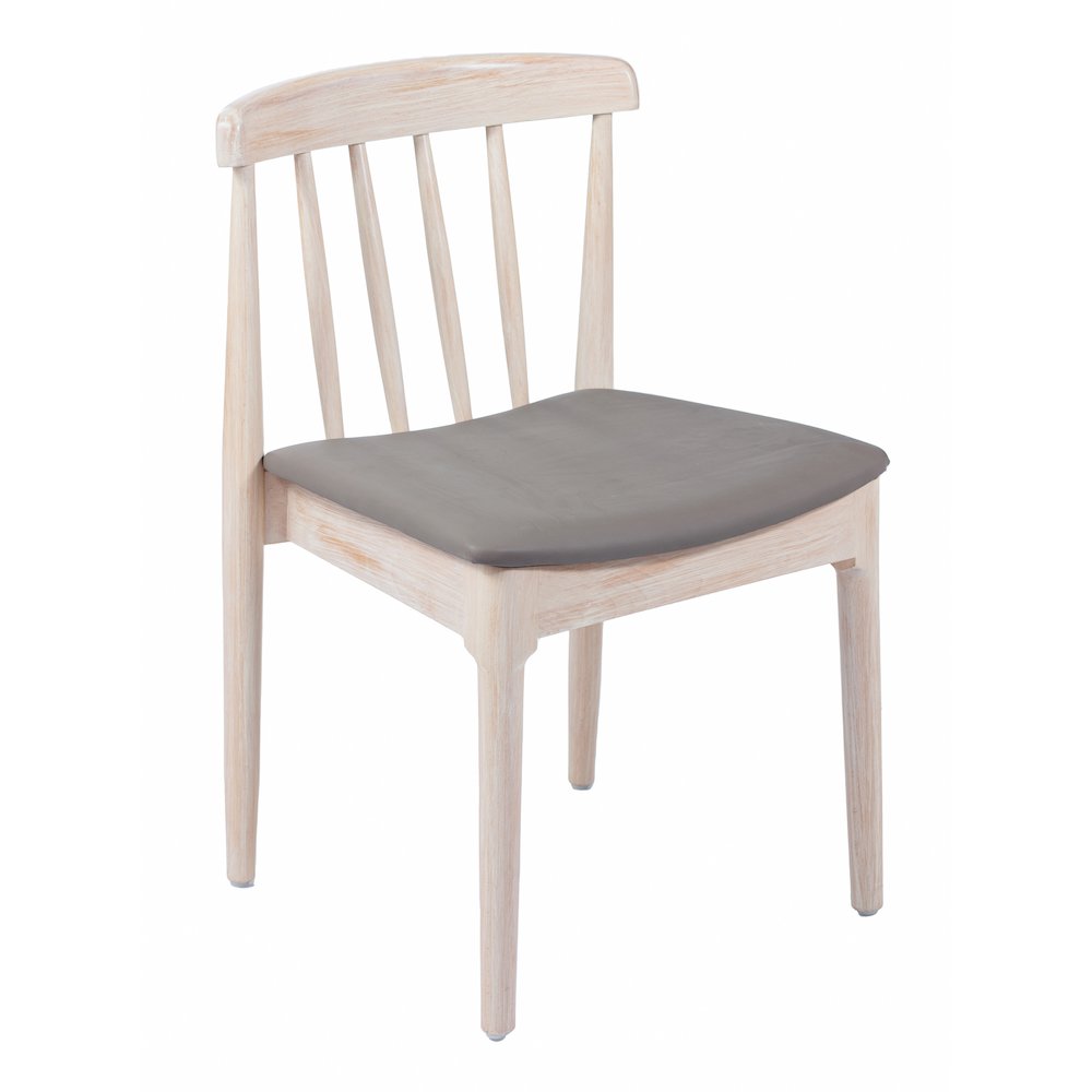 Antique White Dining Chair with Curved Spindle Backrest