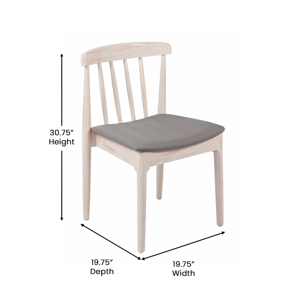 Antique White Dining Chair with Curved Spindle Backrest