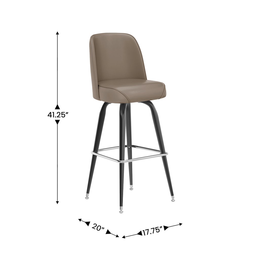 James Commercial Grade Metal Barstool with Beige Swivel Bucket Seat