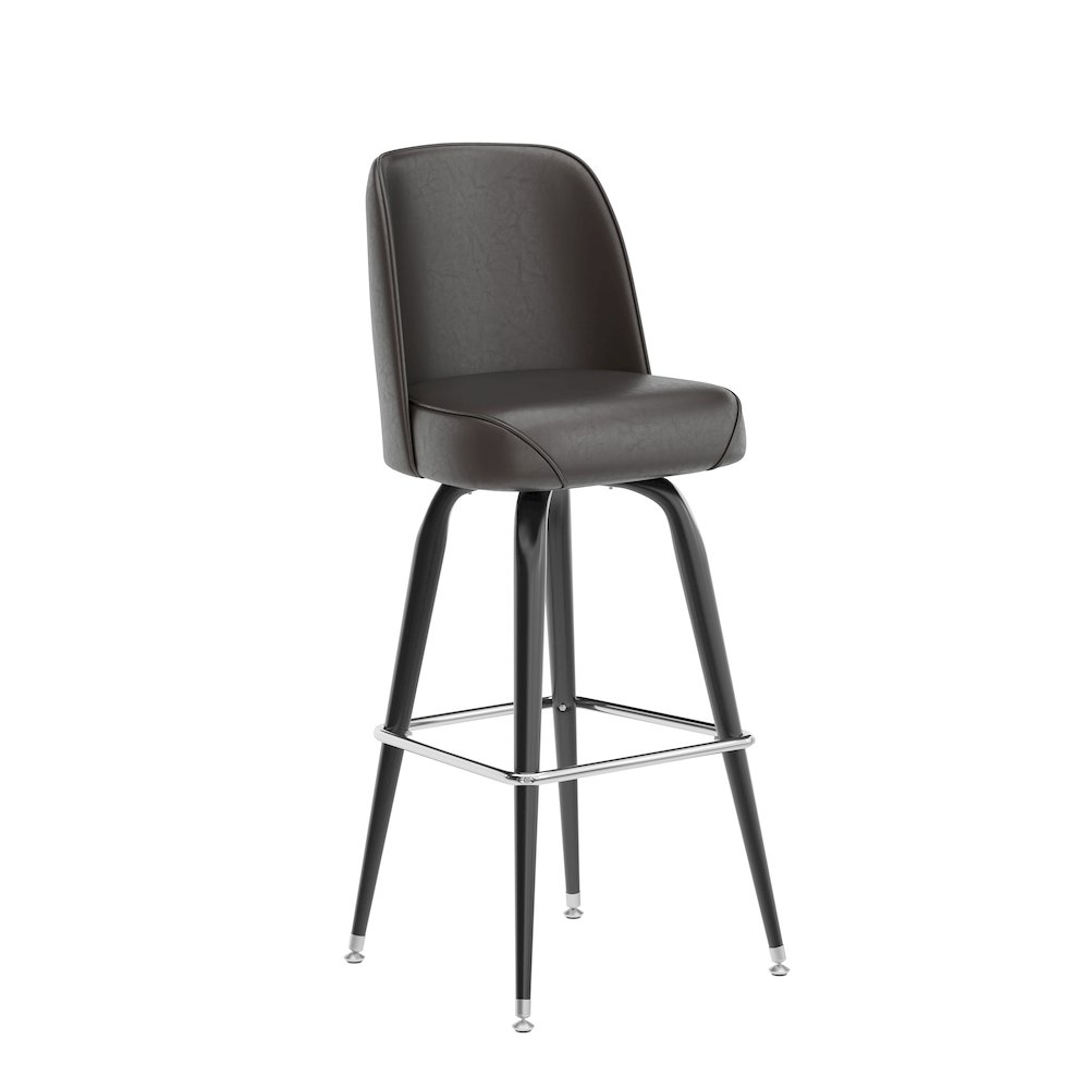 James Commercial Grade Metal Barstool with Dark Brown Swivel Bucket Seat