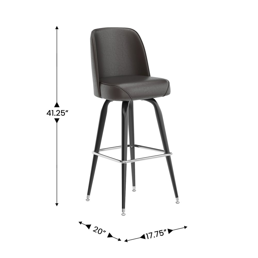 James Commercial Grade Metal Barstool with Dark Brown Swivel Bucket Seat