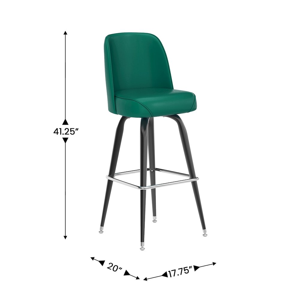 James Commercial Grade Metal Barstool with Green Swivel Bucket Seat