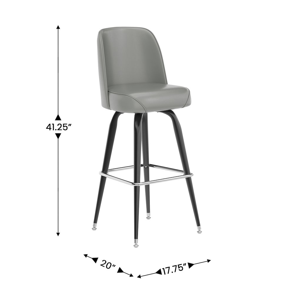 James Commercial Grade Metal Barstool with Gray Swivel Bucket Seat