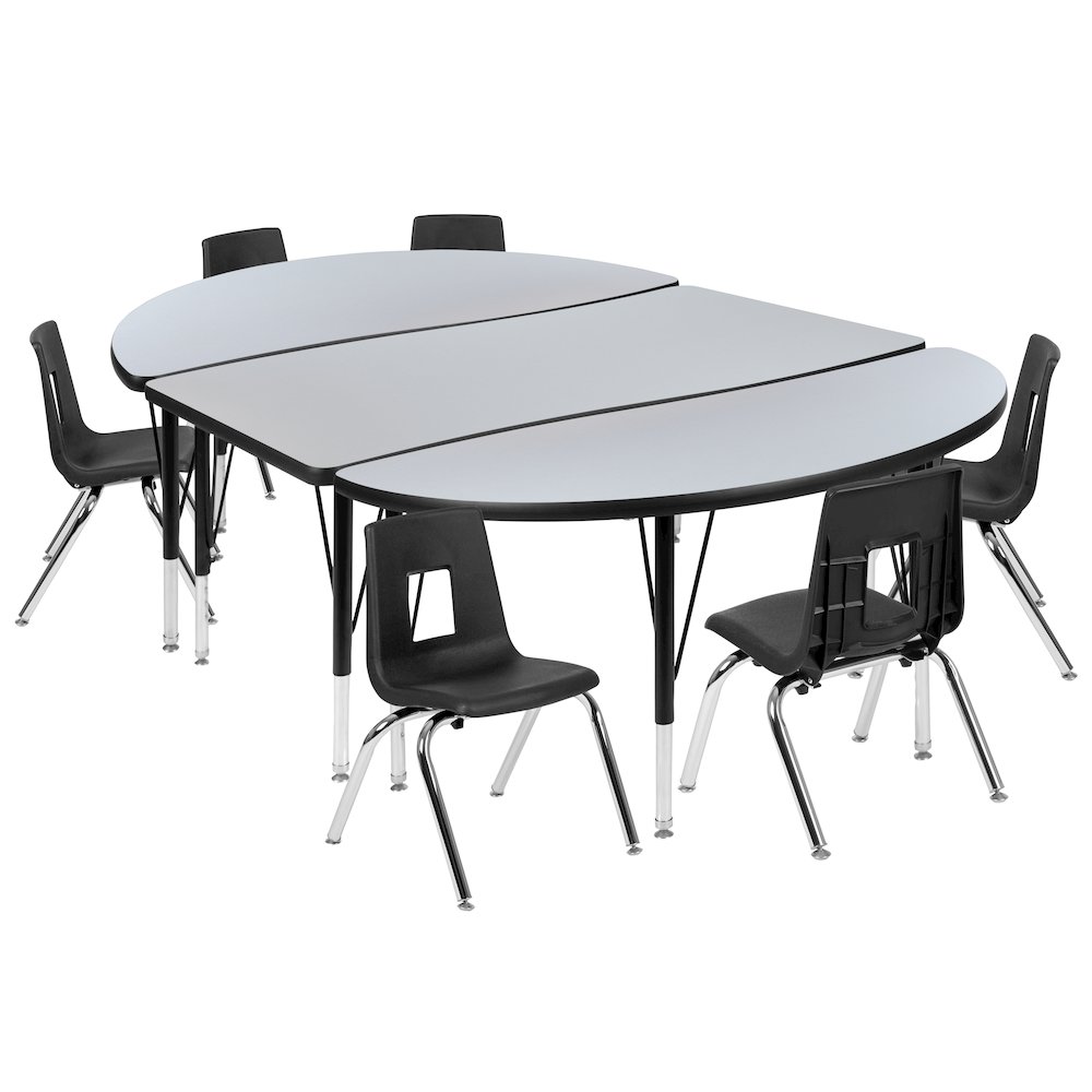 76″ Oval Wave Activity Table Set with 12″ Student Stack Chairs