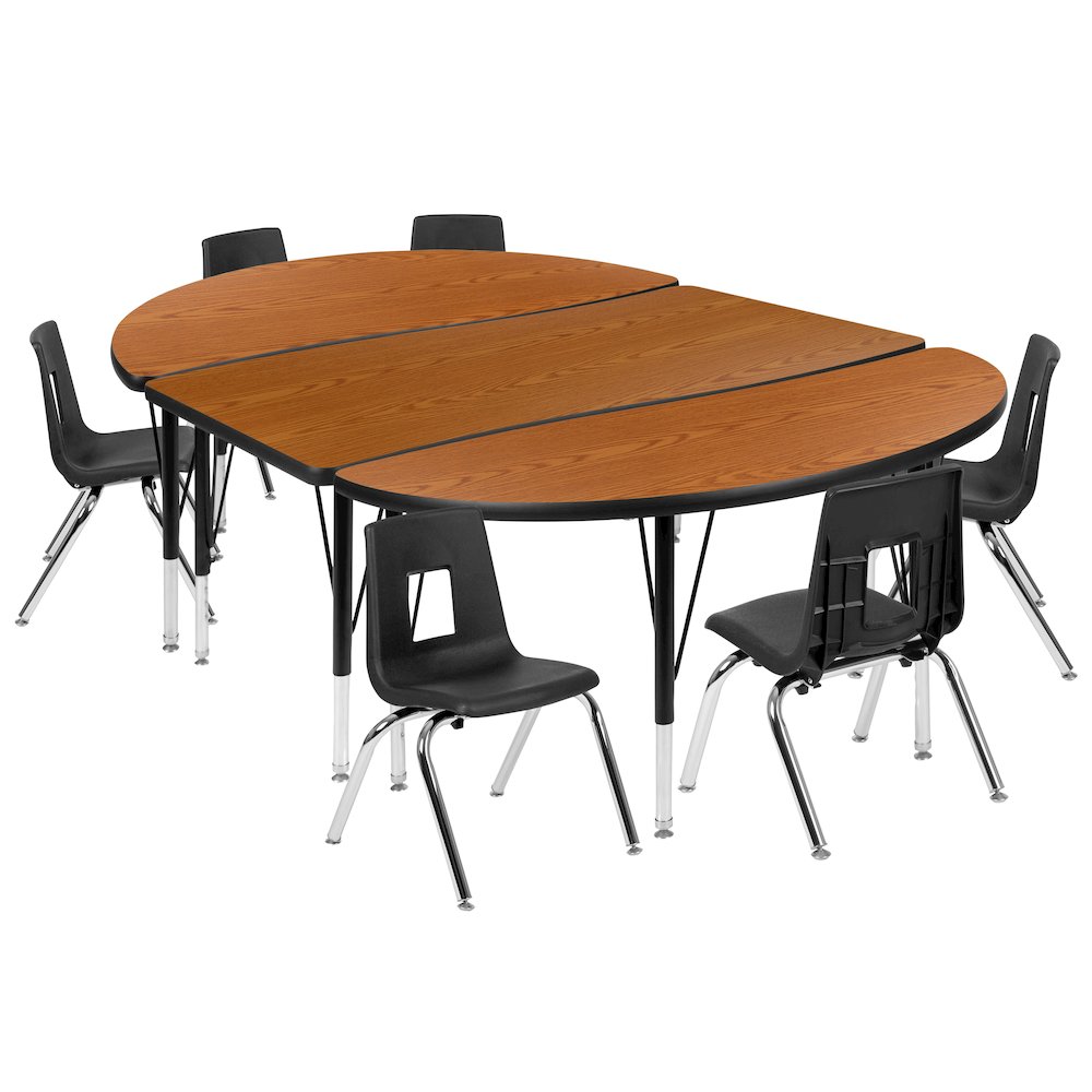 76″ Oval Wave Activity Table Set with 12″ Student Stack Chairs