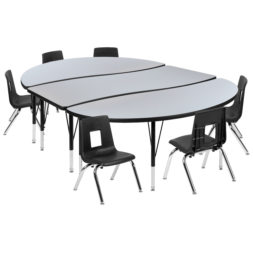 86″ Oval Wave Activity Table Set with 12″ Student Stack Chairs