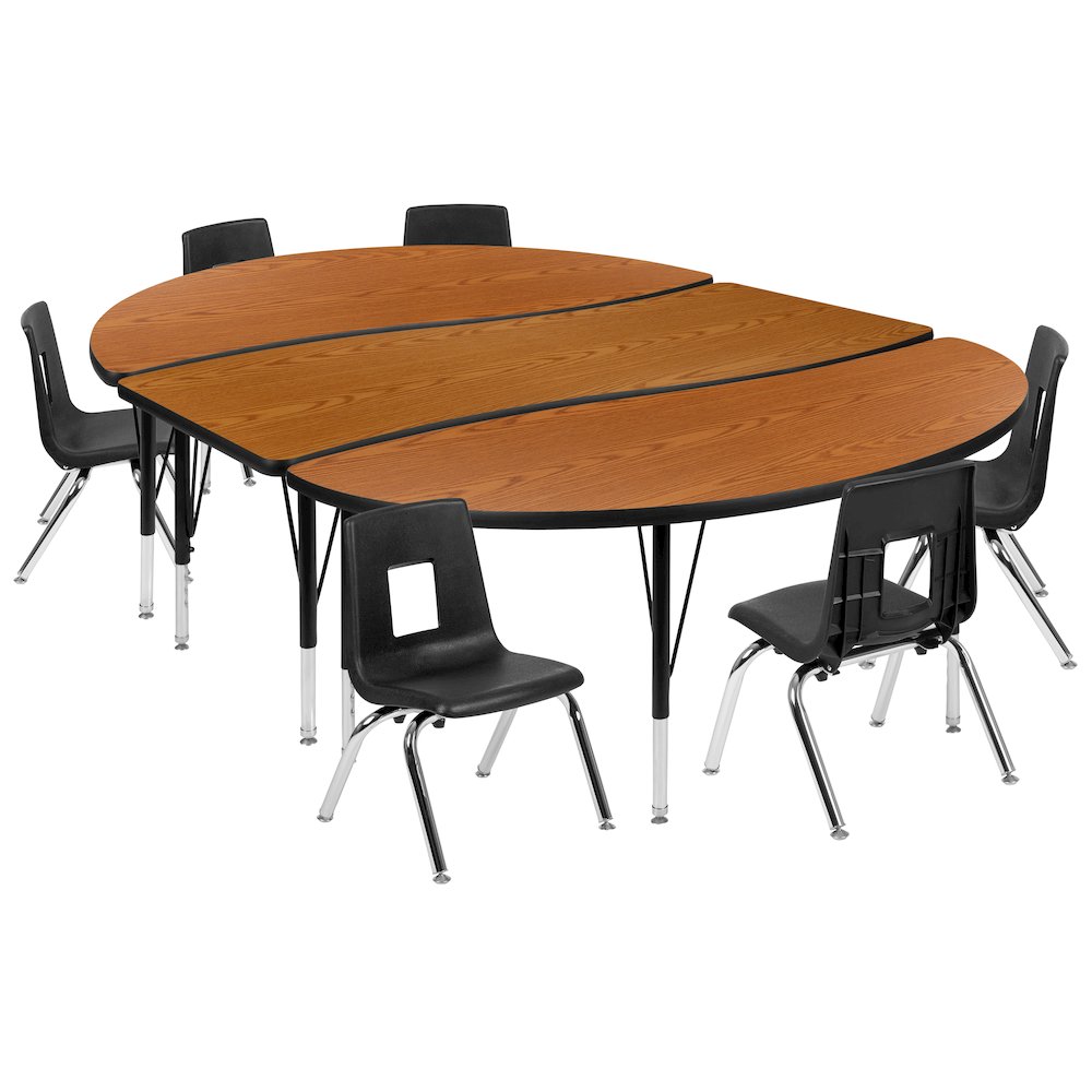 86″ Oval Wave Activity Table Set with 12″ Student Stack Chairs