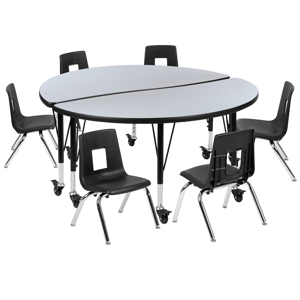 Mobile 47.5″ Table Set with 12″ Student Stack Chairs